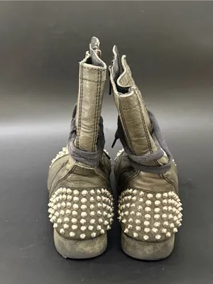 STEVE MADDEN “Tarnney” Dark Olive Green Leather Studded Combat Boots Size 7.5M thumbnail 6