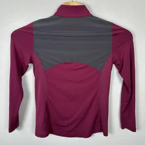 LL Bean Womens Size Medium 1/2 1/2 Zip Active Pullover Long Sleeve Maroon Wine‎ Purple thumbnail 3