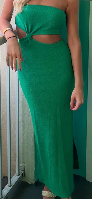 Green Strapless Maxi Dress Size XS thumbnail 1