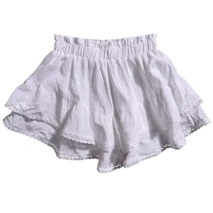 NWT White Flowy Shorts Women Boho Ruffle Tiered Skort Crochet Lace Mini XS thumbnail 4
