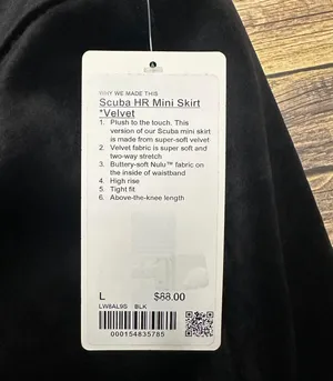 Lululemon Scuba High Rise Mini Skirt Velvet NWT Size Large (BLACK) LW8AL9S thumbnail 13