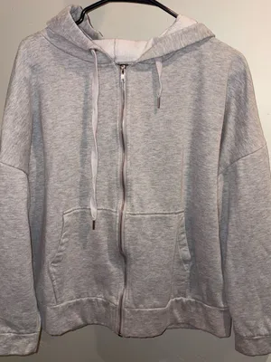 White Fox Boutique Light Gray Zip-Up Hoodie thumbnail 1