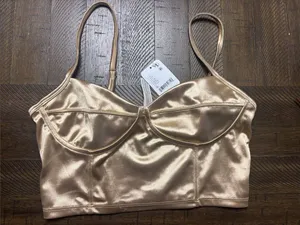 Intimately by Free People Satin Bralette in Champagne Gold - Medium thumbnail 3
