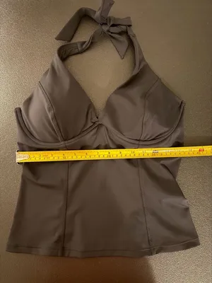 Athleta Plunge Halter Tankini‎ Top in Black 36 D/DD thumbnail 4