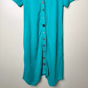 Soft Surroundings Danielle Button Midi Dress Teal Blue Green Size Small thumbnail 9