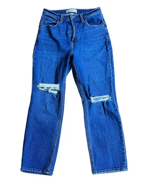 Abercrombie & Fitch Ankle Straight Ultra High Rise Curve Love Distressed 27 4 S thumbnail 1