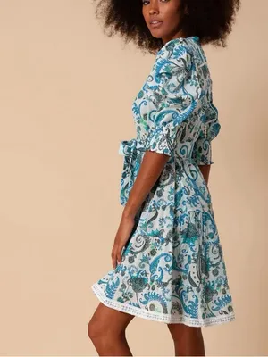 HALE BOB Roxie Dress Blue Floral Pockets SMALL thumbnail 3