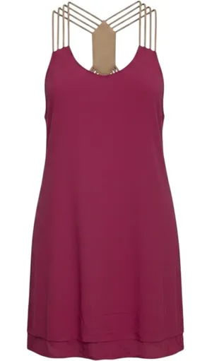 Umgee‎ Women Mini Dress Size Medium Pink Strappy Racerback Sundress Bohemian thumbnail 1