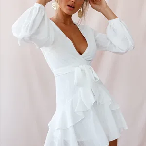 Kerry Layered Balloon Sleeve Dress White thumbnail 2