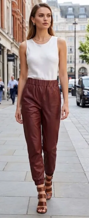 NWOT INC International Concept Faux Leather Joggers Pant High Waisted M thumbnail 1