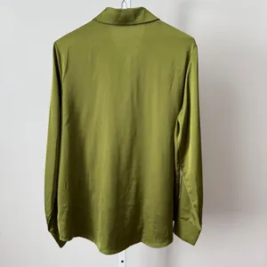 Petal and Pup sz‎ XS Olive Green Satin Button Blouse Shirt Preppy Minimalist thumbnail 6