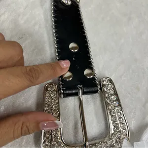 Y2K Crystal Embellished Black Belt western crosses studded motorcycle cowgirl thumbnail 12