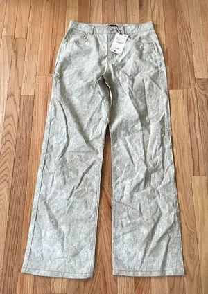 Zara Gray Wide Leg Pants Womens Small Linen Cotton NWT Coastal Minimalist thumbnail 1