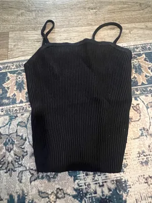 Abercrombie black Ribbed Spaghetti-Strap Crop Top thumbnail 5