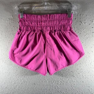 108 | CRZ YOGA High Waisted Smocked Running Shorts Pink Women XS thumbnail 2