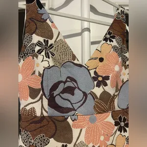LAST CHANCE Zara floral metallic flare v neck dress thumbnail 5