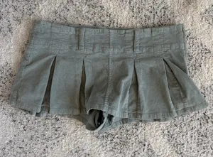 Free People Pleated Micro Mini Cord Skirt Light Sage Green Size 8 thumbnail 1