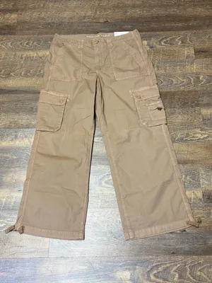 NEW American Eagle Baggy Jogger Womens 14 Short Tan Cargo Utility Pants Stretch thumbnail 2