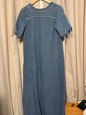 Ganni Light Blue Denim Maxi Dress with Raw-Edge Trim thumbnail 4