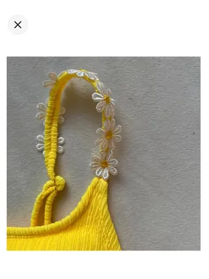 Yellow ribbed daisy bikini top thumbnail 3