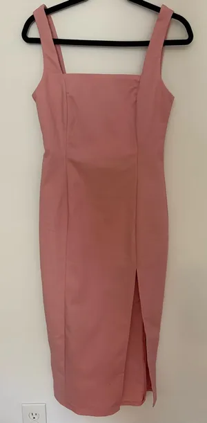 Hello Molly Chic Square Neck Midi Dress in Dusty Pink Musk Size Medium 6 NWT thumbnail 1