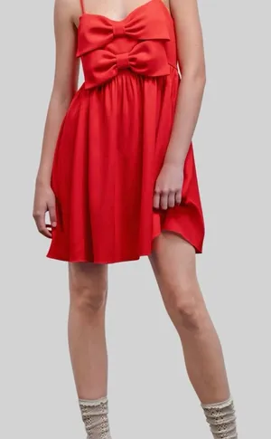 TCEC Red Mini Dress with Double Bow Front thumbnail 1