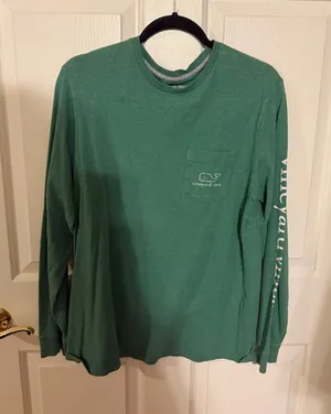 Vineyard Vines Men's Long-Sleeve Pocket Tee in Teal Green thumbnail 1