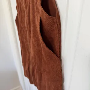 Romwe Rust Brown Corduroy Front Zip-Up Mini Overall Dress thumbnail 6