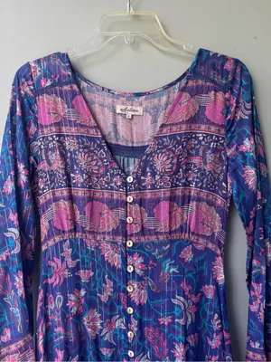 Arnhem Blue-Purple Floral Button Maxi Dress thumbnail 3