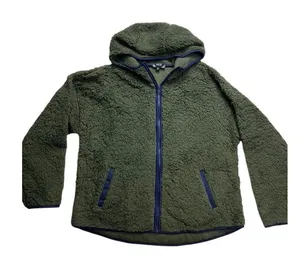Perch by Blu Pepper Womens 2XL Green Sherpa Fleece Zip Up Hoodie Jacket‎ thumbnail 1