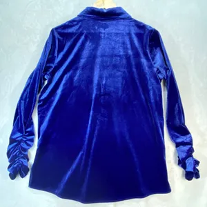 Susan Graver Velvet Tunic‎ Top Ruched Sleeve Button Down Shirt Size M thumbnail 8