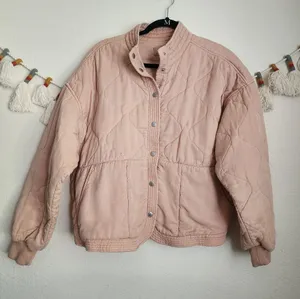 BLANK NYC Tencel Pink Drop Shoulder Quilted Oversize Jacket Boho Chic Fall M thumbnail 1