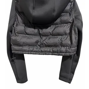 ZARA‎ Cropped Puffer Hooded Lightweight Jacket Black Women's Size Medium thumbnail 6
