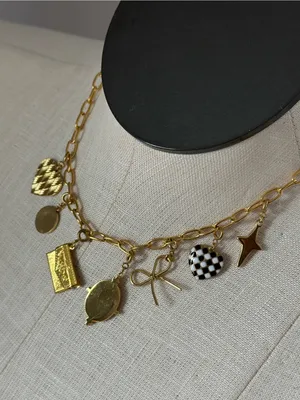 Plunder Gold Charm Necklace Heart, Flower & Enamel Accents fashion jewelry new thumbnail 4