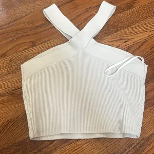 Aritzia babton halter knit crop cross cross tank beige medium thumbnail 8
