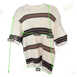 Size Large Jantzen Short Sleeve Striped‎ Sweater thumbnail 2