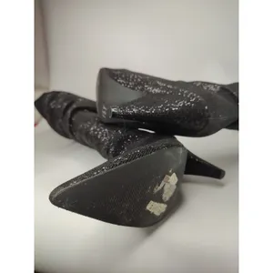 Y2K Black Cape Robbins rhinestones Knee high boots sz 7.5 thumbnail 5