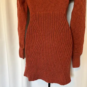 Free People Mont Blanc Mini Sweater Dress Red Jasper Auburn Sz M Cable Knit Zip thumbnail 6