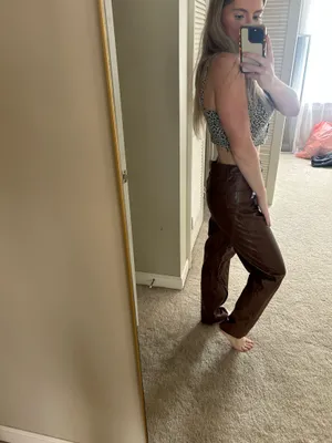 Boutique Brown Pleather Pants Size M thumbnail 2