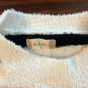 Altar'd State Black, White, and Tan Striped Crew Neck Sweater thumbnail 2