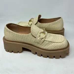 Urban Outfitters Boca Croc Lug Platform Loafers Cream Womens 9 Gold Bit Y2K thumbnail 5