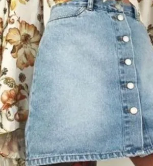 Vintage 90’s London Jean button front denim jean mini skirt thumbnail 2