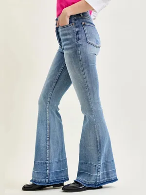Judy Blue Charlotte Tummy Control Release Hem Flare Jeans Size 32 thumbnail 2