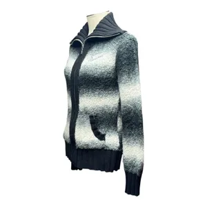 Harley-Davidson Full Zip Shawl Neck Sweater Black Gray White Silver Medium thumbnail 4