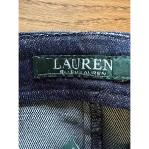 LRL Ralph Lauren Jean Skirt Women Size 4 Leather‎ Trim Full Zip Knee Length thumbnail 3