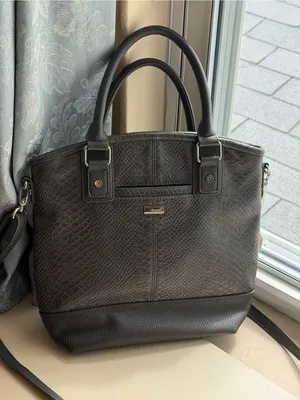 Black Textured Crossbody Satchel Bag with Top Handles thumbnail 1