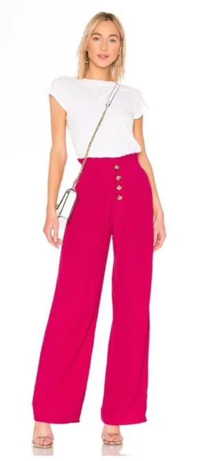 HOUSE OF HARLOW 1960 x REVOLVE Danira Pant in Fuchsia Pink Button Front Wide Leg thumbnail 1