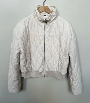 YFB Young Fabulous & Broke Cream Quilted Puffer Jacket Cropped Coat Size Small thumbnail 1