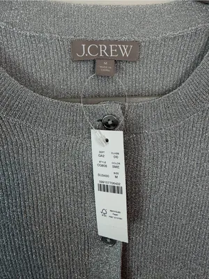 J.Crew Ribbed Henley Sweater Lurex NWT Silver Medium thumbnail 4