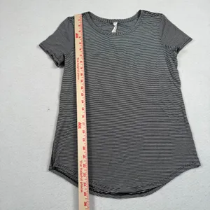 Lululemon Love Tee Womens 4 Black‎ White Striped Pima Cotton Short Sleeve Shirt thumbnail 5